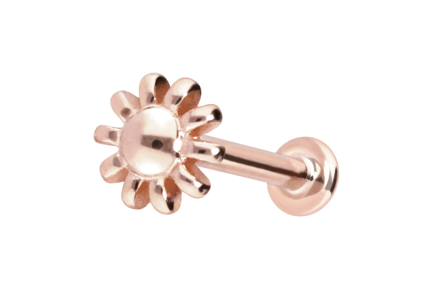 14 Karat Gold Labret Piercing mit Push Fit BLUME